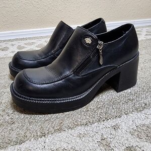 Harley-Davidson Vintage Y2K Black Leather Block Heels
